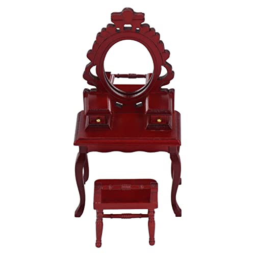 Uplory Dollhouse Schlafzimmermöbel, 1: 12 Dollhouse -Schminktischhocker Miniatur Schlafzimmer Möbelmodell Dekoration DIY Dollhouse Accessoire (Rot) von Uplory