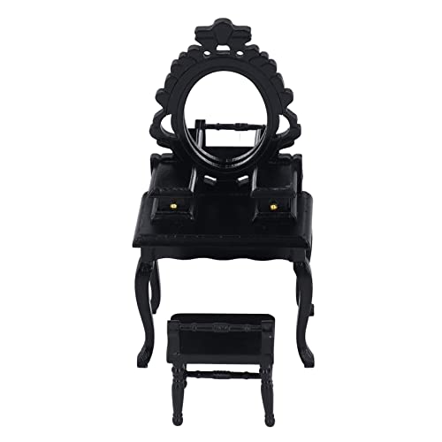 Uplory Dollhouse Schlafzimmermöbel, 1: 12 Dollhouse -Schminktischhocker Miniatur Schlafzimmer Möbelmodell Dekoration DIY Dollhouse Accessoire (Schwarz) von Uplory