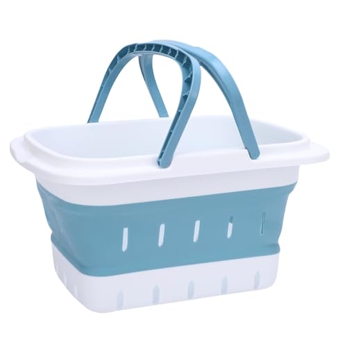 Uplory Foldable Bad Toy Storage Organizer hohl Schnellabfluss Trocknen Badewanne Spielzeug Aufbewahrungskorb für Badezimmer Küchenreise (Blau) von Uplory