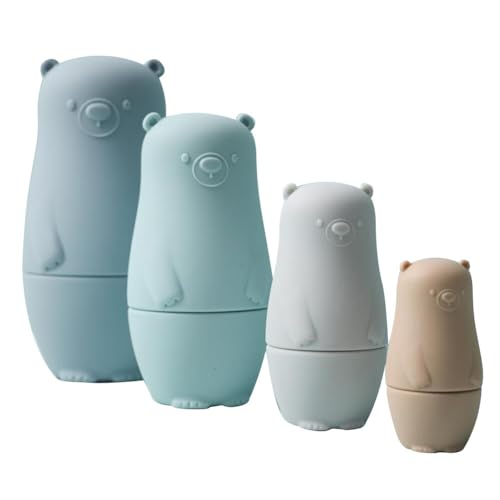 4 Stück Silikon Matroschka Bärenfiguren Matrjoschka Russische Silikon Tier Nesting Doll Klassisch Stapel Puppe frühe Bildung Kinderspielzeug Für Partys Festivals Wohnzimmer Schlafzimmerdekorationen von Uposao