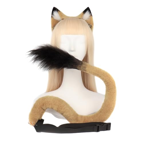 Uposao Anime Kostüm Löwenohren Stirnband und Schwanz Set Cosplay Fancy Dress Ohren Schwanz Kostüm Wildtier Cosplay Schwanz Löwenschwanz Kostüm Zubehör für Halloween Fasching Karneval Party Clips von Uposao