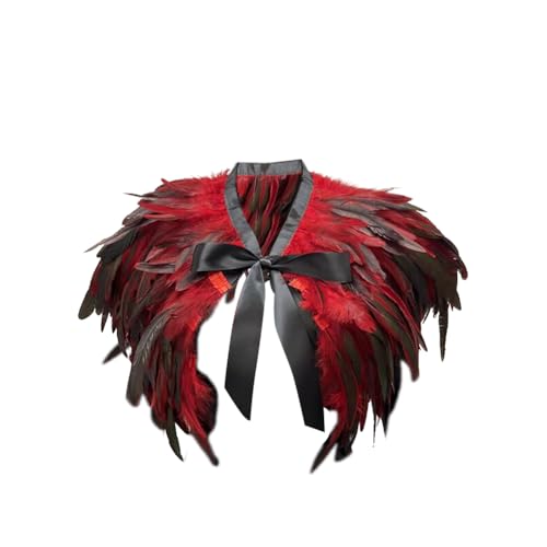 Uposao Federkragen, Gothic Feder Achselzucken Schalkragen Halloween Kostüm Feder Epaulet Shrug Damen Federumhang Kostüm Bühne Schalkragen Damen Gothic Feder Cape Verkleidung von Uposao