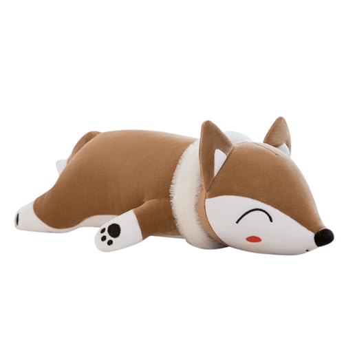 Uposao Fuchs Kuscheltier, 35CM Kawaii liegend Fuchs Tier Puppe Flauschiges Stofftier Tier Plüschkissen Spielzeug Geschenk für Kinder Mädchen Jungen Plüsch Schafskissen Home Sofa Rücken Kissen,Grau von Uposao