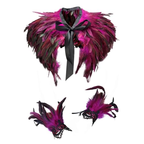 Uposao Gothic Gothic Feder Achselzucken mit Feder Manschetten, Federumhang Damen, Federumhang-Schal, Halloween Feder Cape, Federumhang für Halloween Karneval Cosplay Uposao Gothic Gothic Feder Achselzucken mit Feder Manschetten, Federumhang Damen, Federumhang-Schal, Halloween Feder Cape, Federumhang für Halloween Karneval Cosplay von Uposao