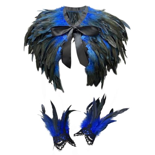Uposao Gothic Gothic Feder Achselzucken mit Feder Manschetten, Federumhang Damen, Federumhang-Schal, Halloween Feder Cape, Federumhang für Halloween Karneval Cosplay Uposao Gothic Gothic Feder Achselzucken mit Feder Manschetten, Federumhang Damen, Federumhang-Schal, Halloween Feder Cape, Federumhang für Halloween Karneval Cosplay von Uposao