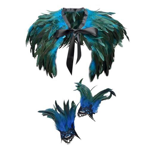 Uposao Gothic Gothic Feder Achselzucken mit Feder Manschetten, Federumhang Damen, Federumhang-Schal, Halloween Feder Cape, Federumhang für Halloween Karneval Cosplay Uposao Gothic Gothic Feder Achselzucken mit Feder Manschetten, Federumhang Damen, Federumhang-Schal, Halloween Feder Cape, Federumhang für Halloween Karneval Cosplay von Uposao