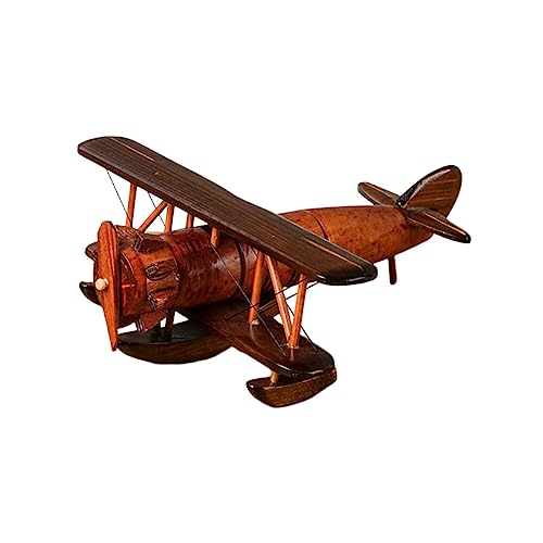 Uposao Holz Flugzeug Modell,Vintage Handgefertigt Segelflugzeug Figuren Doppeldecker Miniatur Dekoration Flugzeug Handwerk Modelle Desktop-Dekoration Tischdekoration Foto Requisiten Kinder Spielzeug von Uposao