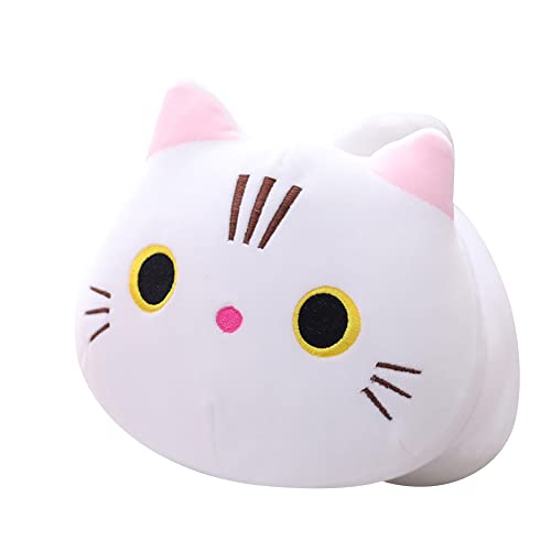 Uposao Katze Plüschtier, 25CM Kawaii liegend Katze Tier Puppe Kuscheltiere Stofftier Tier Plüschkissen Weiches Gefülltes Wurfkissen Spielzeug Geschenk zum Geburtstag für Kinder Mädchen Jungen,Weiß von Uposao