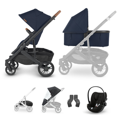 UPPAbaby Sportwagen Cruz V2 Noa Navy inkl Babywanne V3 und cybex GOLD Babyschale Cloud G i-Size Magic Black mit Zubehör von Uppababy
