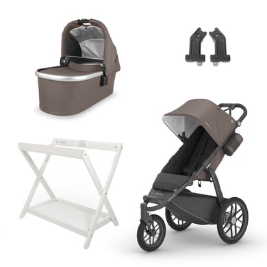 UPPAbaby Sportwagen Ridge und Tragewanne Theo Dark Taupe inklusive Adapter und Babywannen-Ständer Espresso von Uppababy