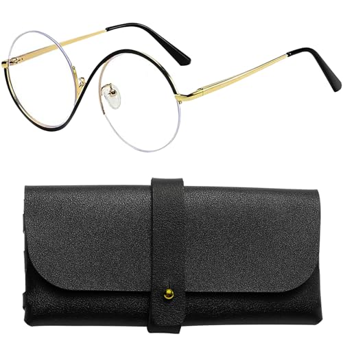 UptVin Elphaba Brille Runde Kreis Frame, Anti Blue Light Clear Lens Cosplay Hexe Kostüm Zubehör mit Brillenetui für Halloween & Alltag UptVin Elphaba Brille Runde Kreis Frame, Anti Blue Light Clear Lens Cosplay Hexe Kostüm Zubehör mit Brillenetui für Halloween & Alltag von UptVin