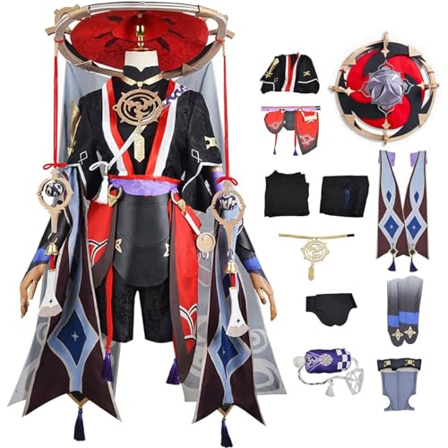 UqaBs Genshin Impact Scaramouche Cosplay Costume Complete Set with Hats Genshin Balladeer Cosplay Kimono Halloween Carnival Party Stage Performance Costume Adults von UqaBs