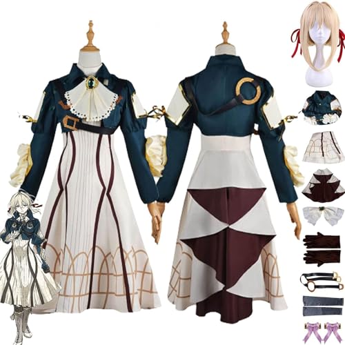 UqaBs Violet Evergarden - Lolita Anime Cosplay Cosplay-Kostüm, komplettes Damen-Halloween-Party-Kostüm-Set, Uniform-Kostüm von UqaBs