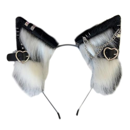 Anime Thema Versammlungen Ohr Stirnband mit Legierung Ohrring Film Enthusiasten Plüsch Wolf Stirnband für Jugendliche Erwachsene Cosplay Haarschmuck Füchse Ohren Haarband Anime Cosplay Halloween von Uqezagpa