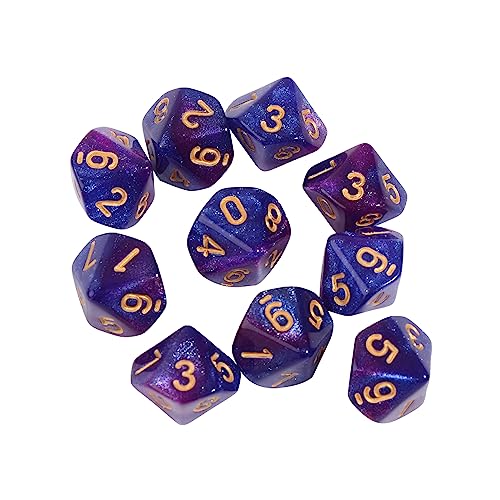 Polyedrische D10 Acryl-Würfel, 10-seitig, 15 mm, für RPG-Spiele, Geschenk, Party, Rollenspiel, Fantasie, 10 Stück/Set von Uqezagpa