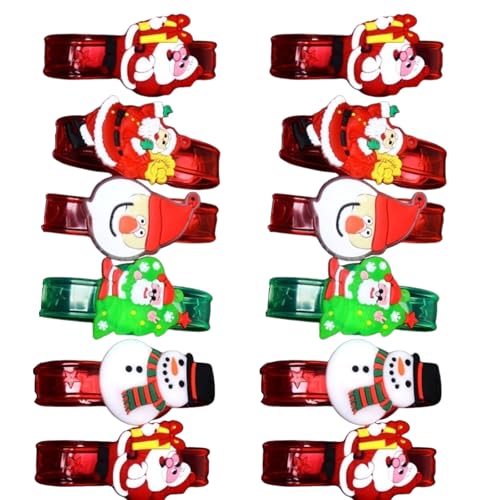 Uqezagpa 12 x Silikon-Armbänder für Kinder, Cartoon-Motiv, mit LED-Licht, Weihnachtsmotiv, bunte Party-Armbänder von Uqezagpa