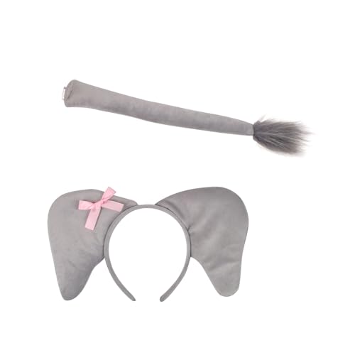 Uqezagpa 2-teiliges Elefanten-Kostüm-Set für Kinder, Ohr-Stirnband mit Schwanz, für Halloween, Weihnachten, Cosplay, Halloween, Cosplay-Kostüm Uqezagpa 2-teiliges Elefanten-Kostüm-Set für Kinder, Ohr-Stirnband mit Schwanz, für Halloween, Weihnachten, Cosplay, Halloween, Cosplay-Kostüm von Uqezagpa