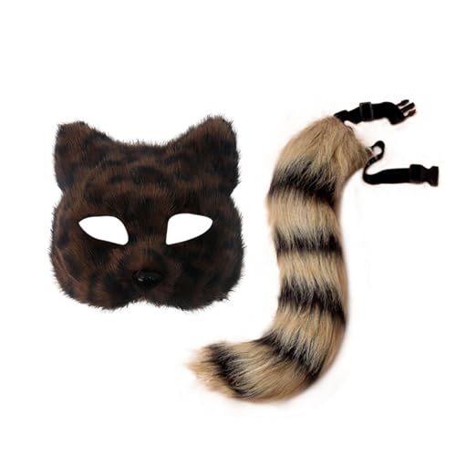 Uqezagpa 2-teiliges Fuchs-Kostüm, Cosplay, Füchse, Katzen, halbes Gesicht, Schwanz-Set, Halloween, Tier-Kostüm, Zubehör-Set, Halloween, Cosplay-Kostüm Uqezagpa 2-teiliges Fuchs-Kostüm, Cosplay, Füchse, Katzen, halbes Gesicht, Schwanz-Set, Halloween, Tier-Kostüm, Zubehör-Set, Halloween, Cosplay-Kostüm von Uqezagpa