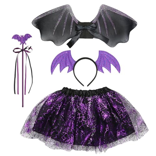 Uqezagpa 4-teiliges Fledermaus-Kostüm für Kinder, inklusive Flügel-Stirnband, Rock, Zauberstab für Kinder, Geburtstag, Halloween, Karneval, Weihnachten, Cosplay, Halloween, Requisiten Uqezagpa 4-teiliges Fledermaus-Kostüm für Kinder, inklusive Flügel-Stirnband, Rock, Zauberstab für Kinder, Geburtstag, Halloween, Karneval, Weihnachten, Cosplay, Halloween, Requisiten von Uqezagpa