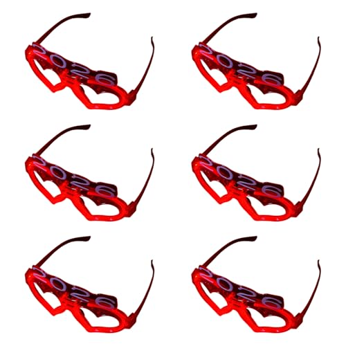 Uqezagpa 6 Stück LED-beleuchtete Herzbrillen Nachtpartyzubehör Bequeme Passform Freundliches Design Partybrille von Uqezagpa