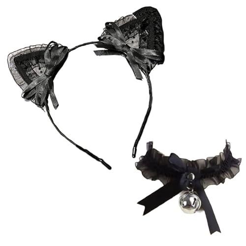 Uqezagpa Anime-Katzenohr-Stirnband und Choker-Halskette, Maskeraden, Dienstmädchen-Haarreif, formelle Veranstaltung, Haarband, Halsschmuck, Kostüm Uqezagpa Anime-Katzenohr-Stirnband und Choker-Halskette, Maskeraden, Dienstmädchen-Haarreif, formelle Veranstaltung, Haarband, Halsschmuck, Kostüm von Uqezagpa