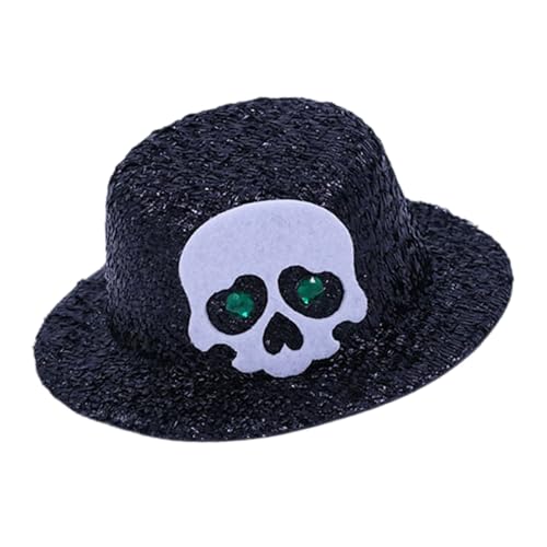 Uqezagpa Dekoratives Haar-Accessoire, winzige Hut-Clips, Minis, Zylinder, Skelettkappen, Haarspange, Halloween, Cosplay, Party, Halloween, Totenkopfkappen, Haarspangen von Uqezagpa