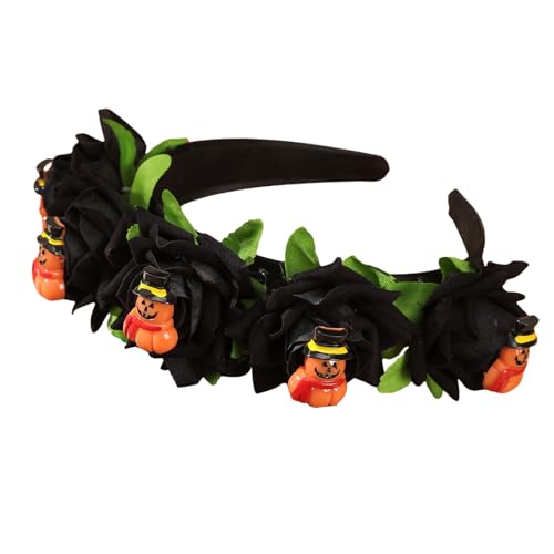 Uqezagpa Festliches Halloween-Kürbis-Schädel-Stirnband mit einzigartiger Rosen-Dekoration, bequeme Kopfbedeckung für Frauen und Mädchen, festliches Halloween-Haar-Accessoire Uqezagpa Festliches Halloween-Kürbis-Schädel-Stirnband mit einzigartiger Rosen-Dekoration, bequeme Kopfbedeckung für Frauen und Mädchen, festliches Halloween-Haar-Accessoire von Uqezagpa