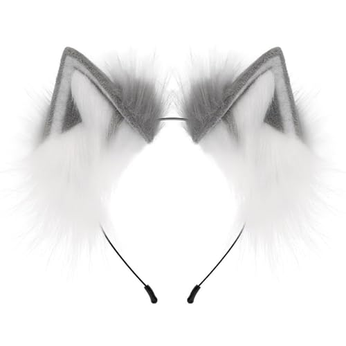 Uqezagpa Füchse Ohrform Haarband Musik Festivals Animes Charakter Stirnbänder Erwachsene Plüsch Kopfschmuck Karneval Cosplay Werkzeug Unisex Tierohren Stirnbänder Tierohren Erwachsene Zum Waschen von Uqezagpa