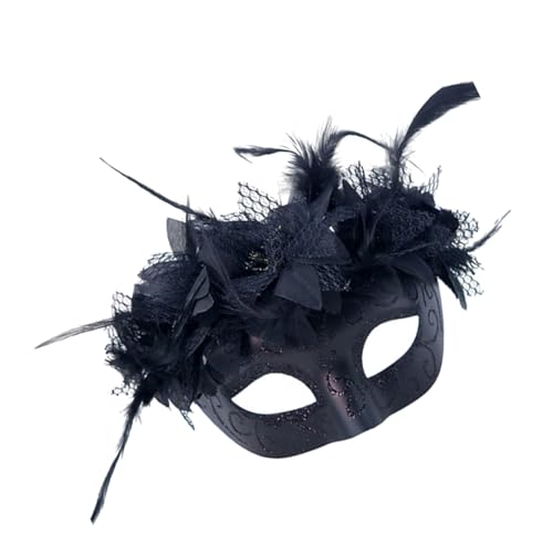 Uqezagpa Gefiederte Maskerade für Damen und Herren, Halloween, Cosplay, halbes Gesicht, Halloween von Uqezagpa