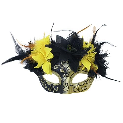 Uqezagpa Gefiederte Maskerade für Damen und Herren, Halloween, Cosplay, halbes Gesicht, Halloween von Uqezagpa