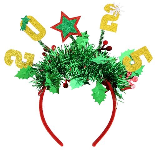 Uqezagpa Gestreiftes Stirnband mit Weihnachtsglocken und Strumpf für Damen, festliche Party, Kopfbedeckung, Weihnachtsstrumpf, Haarband von Uqezagpa