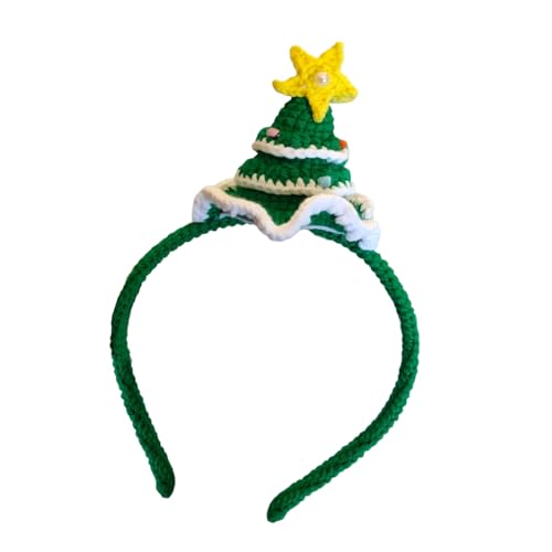 Uqezagpa Gestrickter Weihnachtsschmuck Baum/Horn Hairhoop mit Glocken Bühnenshow Haarband Festival Feiern Kopfbedeckung Geweih Stirnband von Uqezagpa