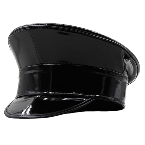 Uqezagpa Glitzernder Marinehut für Damen, PU-Leder, flache Kappen, für Junggesellinnenabschied, Musikfestival, Karneval, Kostüm, Hut, Marine Uqezagpa Glitzernder Marinehut für Damen, PU-Leder, flache Kappen, für Junggesellinnenabschied, Musikfestival, Karneval, Kostüm, Hut, Marine von Uqezagpa
