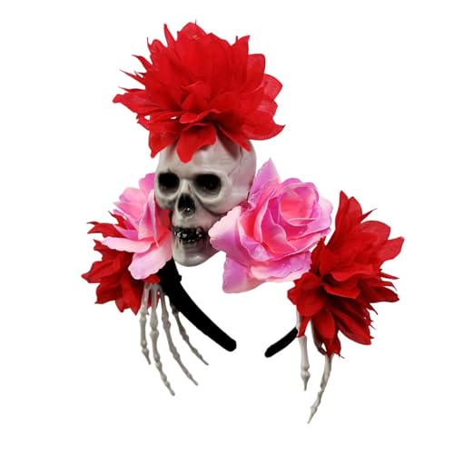 Uqezagpa Gruseliges Skelett-Handhaarband mit dunklem Serien-Design für Spukzimmer, Nachtveranstaltung und Halloween-Kostüm, Kopfschmuck, realistisches Skelett-Handhaar-Accessoire von Uqezagpa
