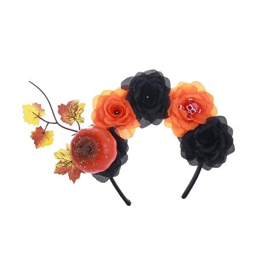 Uqezagpa Halloween-Haarreif, Blume, Kürbisse, Totenkopf, Haarreif, Party-Dekoration, Haarschmuck für Damen, Party-Kopfschmuck Uqezagpa Halloween-Haarreif, Blume, Kürbisse, Totenkopf, Haarreif, Party-Dekoration, Haarschmuck für Damen, Party-Kopfschmuck von Uqezagpa