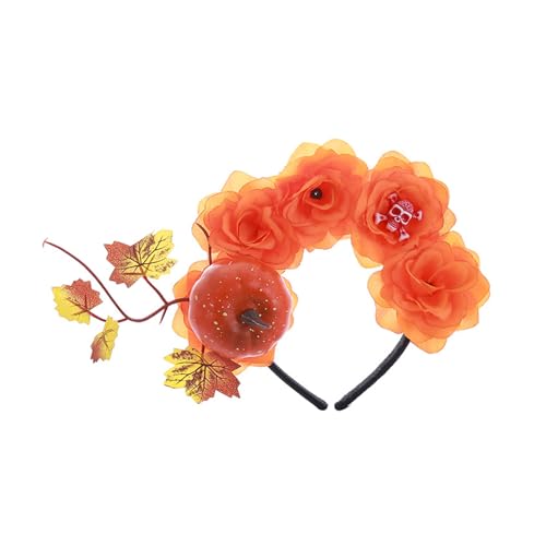 Uqezagpa Halloween-Haarreif, Blume, Kürbisse, Totenkopf, Haarreif, Party-Dekoration, Haarschmuck für Damen, Party-Kopfschmuck Uqezagpa Halloween-Haarreif, Blume, Kürbisse, Totenkopf, Haarreif, Party-Dekoration, Haarschmuck für Damen, Party-Kopfschmuck von Uqezagpa