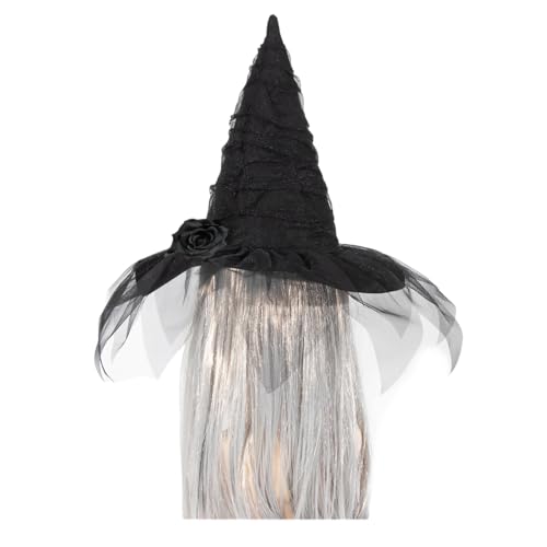 Uqezagpa Halloween Hexenhut mit schwarzer Blume Party Zauberer Hut Unisex spitze Hexenkappen Erwachsene Frauen Cosplay Kostüm von Uqezagpa