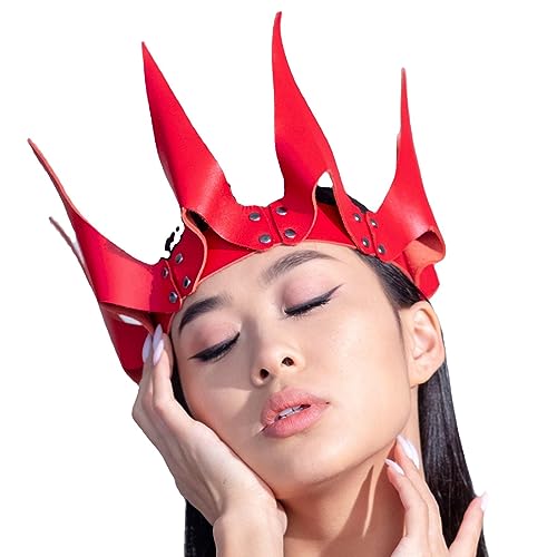 Uqezagpa Halloween-Kostüme, Römische Krone, Cosplay, Mittelalterliche Kopfbedeckung, Punk, Templer, Ritter, Piratenkrone, für Fotografie, Haarschmuck für Damen, Haarschmuck, Schwarz von Uqezagpa