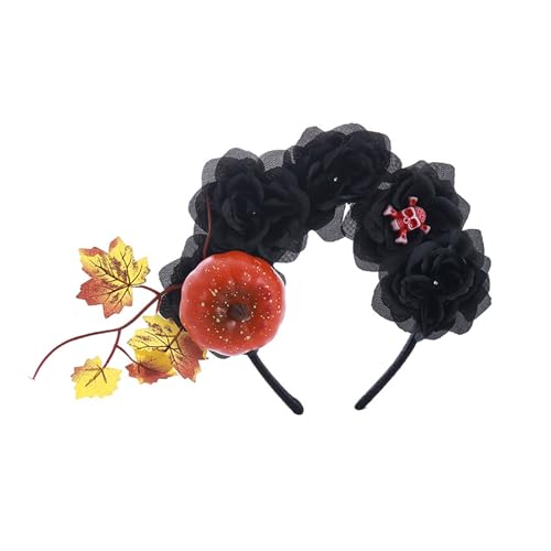 Uqezagpa Halloween Stirnband Kürbis Schädel Kopfschmuck Cosplay Stirnband Party Kopfschmuck Haarreifen Haarschmuck Geschenke Party Kopfstück von Uqezagpa