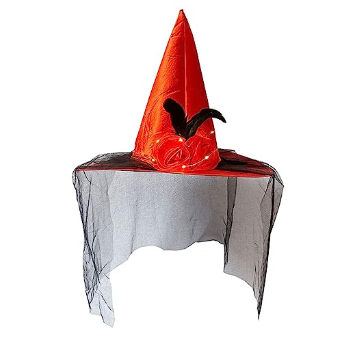Uqezagpa Hexenhut Weihnachten Magische Hüte Halloween mit Licht Durchsichtige Schleier Kappe Kostüm Zubehör Weihnachten Magische Hüte Halloween Durchsichtige Schleier Kappe für Partys von Uqezagpa
