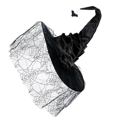Uqezagpa Hexenhut für Damen, Zaubererhut, Cosplay, Party, Kopfbedeckung, Halloween, Kostüm, Hut, Karneval, Party, spitz mit Netz, Spinnennetz, Halloween, Hexe Uqezagpa Hexenhut für Damen, Zaubererhut, Cosplay, Party, Kopfbedeckung, Halloween, Kostüm, Hut, Karneval, Party, spitz mit Netz, Spinnennetz, Halloween, Hexe von Uqezagpa