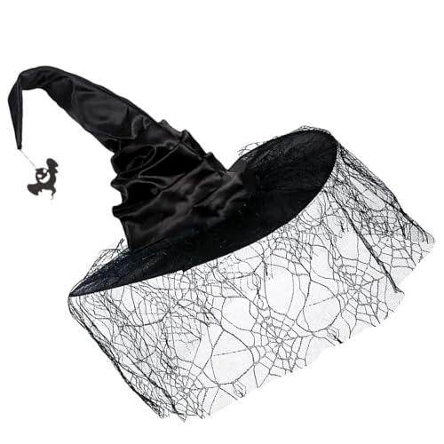 Uqezagpa Hexenhut für Damen, Zaubererhut, Cosplay, Party, Kopfbedeckung, Halloween, Kostüm, Hut, Karneval, Party, spitz mit Netz, Spinnennetz, Halloween, Hexe Uqezagpa Hexenhut für Damen, Zaubererhut, Cosplay, Party, Kopfbedeckung, Halloween, Kostüm, Hut, Karneval, Party, spitz mit Netz, Spinnennetz, Halloween, Hexe von Uqezagpa
