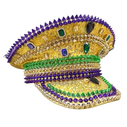 Uqezagpa Hochzeits-Braut-Kapitänshut mit Pailletten, für Damen, Weihnachten, Maskeraden, Partyhut, Bühnenauftritte für Frauen, Strasssteine für bunte Kapitänshüte Uqezagpa Hochzeits-Braut-Kapitänshut mit Pailletten, für Damen, Weihnachten, Maskeraden, Partyhut, Bühnenauftritte für Frauen, Strasssteine für bunte Kapitänshüte von Uqezagpa