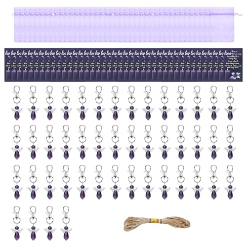 Uqezagpa Individualisiertes Gedenk-Partyzubehör, 40 Stück, Kirsite Custodian Angelic Schlüsselanhänger mit eleganten Kartenaufsätzen, Zinklegierung, Engel-Schlüsselanhänger von Uqezagpa