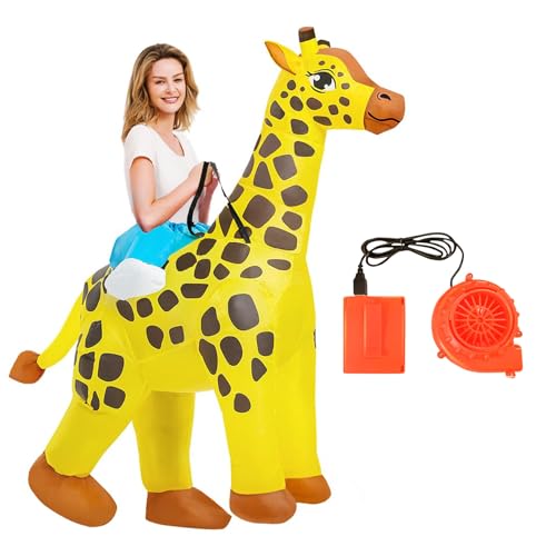 Uqezagpa Lebensgröße Giraffe Aufblasbarer Anzug Mit Eingebauter Fan Easy Inflation Halloween Kostüm Spaß Foto Requisiten Weihnachtsfeier Neuheitstieroutfit von Uqezagpa