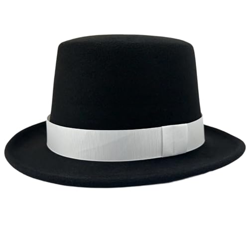 Uqezagpa Lustige Partyhüte, schwarzer Zauberhut, breite Bordüre, Kostümdekoration für Straßenmodebegeisterte, Wollfilz von Uqezagpa