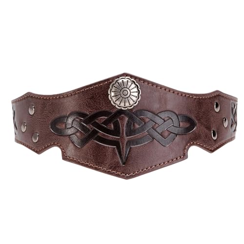 Uqezagpa Mittelalterlicher Leder-Kopfschmuck Mittelalterlicher Leder-Stirnband Verstellbar Mittelalter Kostüm Zubehör für Männer Halloween Cosplay von Uqezagpa