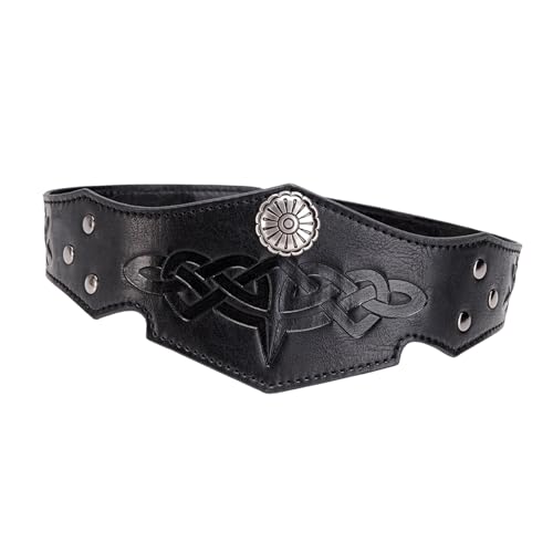 Uqezagpa Mittelalterlicher Leder-Kopfschmuck Mittelalterlicher Leder-Stirnband Verstellbar Mittelalter Kostüm Zubehör für Männer Halloween Cosplay von Uqezagpa