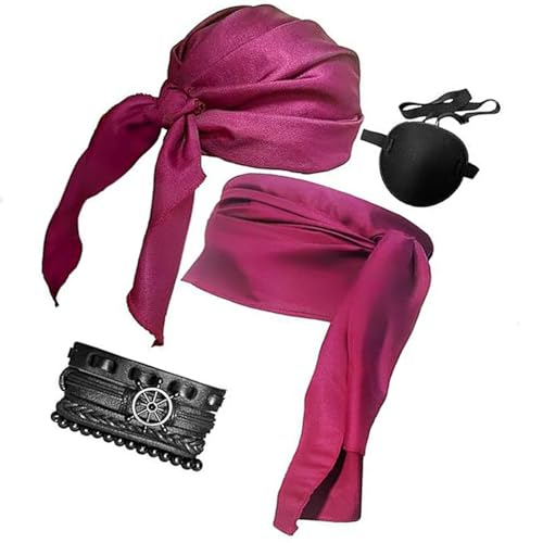 Uqezagpa Piratenkostüm, Kopftuch, Schärpe, Augenklappen, Zubehör, Mittelalterliche Renaissances-Kostüme für Halloween, Kostümzubehör von Uqezagpa