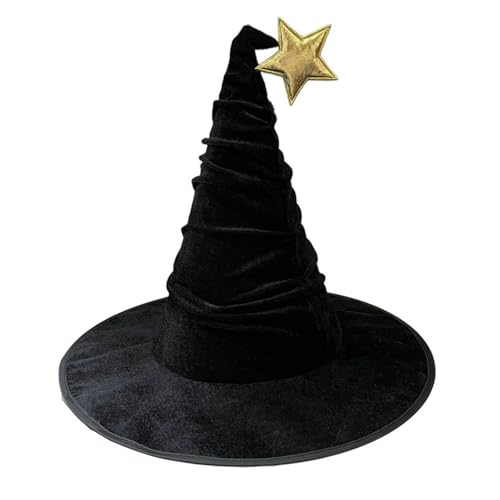 Uqezagpa Plissierter Zaubererhut, Halloween, Hexe, Halloween, Cosplay, Zauberer, Bühnenauftritte, Requisiten, Hexenhut von Uqezagpa